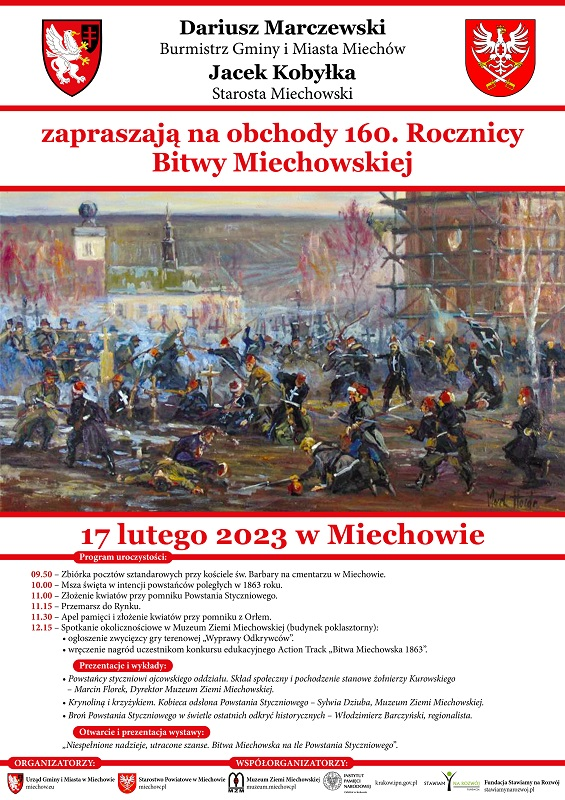 160.rocznica Bitwy Miechowskiej - plakat informacyjny